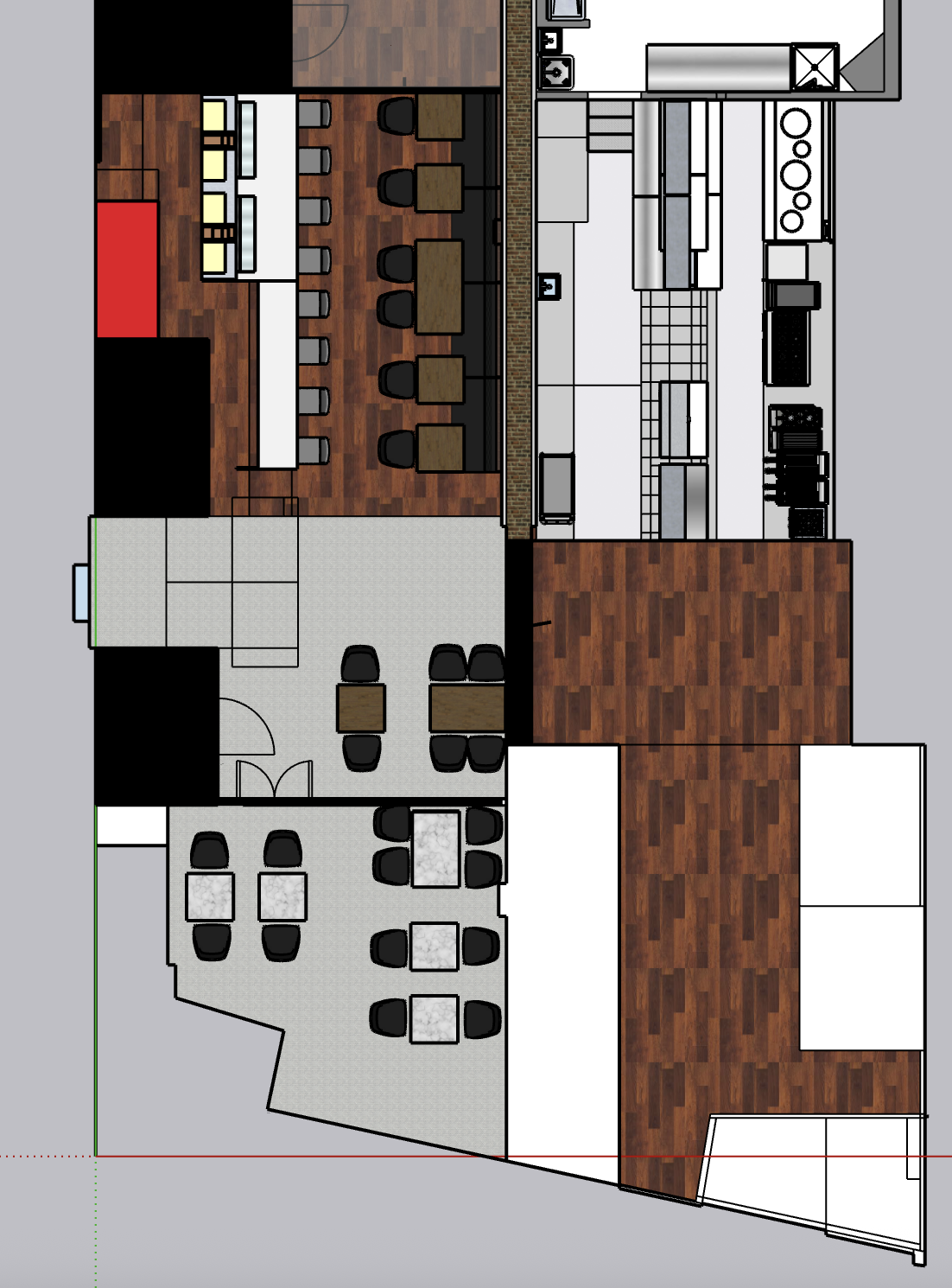 Mission Hill floor plan showing private dining area, main dining, and bar